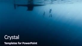  Presentation with safety training - Presentation design enhanced with two free divers training background and a navy blue colored foreground