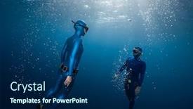  Presentation with abstract watercolor bubbles - Beautiful theme featuring two-freedivers-ascend-surrounded backdrop and a navy blue colored foreground