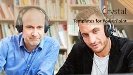  Presentation with computer software - Amazing theme having two-freelancers-as-software-developers backdrop and a coral colored foreground