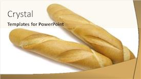  Presentation with bread - PPT theme consisting of two-french-bread-sticks-baguettes background and a blonde colored foreground