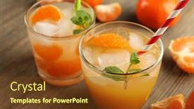  Presentation with mint - Slide deck enhanced with two fresh delicious tangerine cocktails background and a tawny brown colored foreground