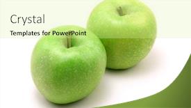  Presentation with green apples - Amazing presentation having two fresh green apples on white backdrop and a soft green colored foreground