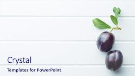  Presentation with fresh ginger root on white - Slide set enhanced with two fresh plums on white background and a sky blue colored foreground