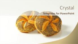  Presentation with seed - Cool new PPT layouts with two fresh poppy seed buns on white background backdrop and a sky blue colored foreground