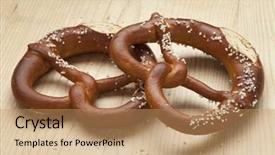  Presentation with salt - Slide set with two fresh soft pretzels with salt background and a coral colored foreground