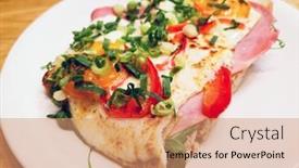  Presentation with healthy breakfast - Theme enhanced with two-fried-eggs-cooked background and a coral colored foreground