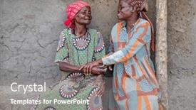  Presentation with friendly - Colorful presentation design enhanced with two-friendly-elderly-woman-sitting backdrop and a gray colored foreground