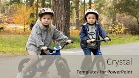  Presentation with balance - Colorful slide set enhanced with two-friendly-little-kids backdrop and a light gray colored foreground