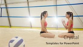  Presentation with friendly - Slide deck featuring two friendly sporty girls talking background and a lemonade colored foreground