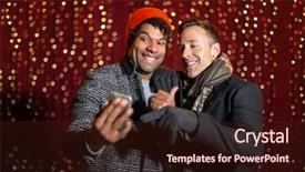  Presentation with chat - PPT theme with two friends doing a video background and a wine colored foreground