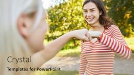  Presentation with cool - Slide set consisting of two-friends-having-a-cool background and a coral colored foreground