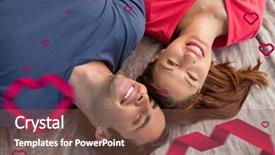  Presentation with quilt - Audience pleasing presentation theme consisting of two friends looking into the sky while lying on a quilt against hearts backdrop and a tawny brown colored foreground