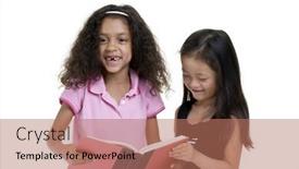  Presentation with sharing - PPT layouts featuring two-friends-sharing-a-book background and a coral colored foreground