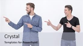  Presentation with friends show - Colorful PPT layouts enhanced with two friends stand and show backdrop and a  colored foreground