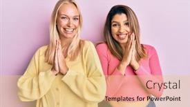  Presentation with praying hands - Audience pleasing PPT layouts consisting of two-friends-standing-together-over backdrop and a lemonade colored foreground