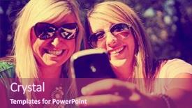  Presentation with sports table tennis two ping - Presentation theme having two friends taking a selfie background and a violet colored foreground