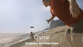  Presentation with frisbee - Amazing slide set having two friends throwing frisbee backdrop and a violet colored foreground