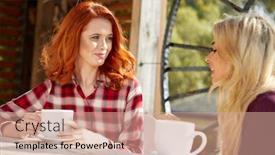  Presentation with coffee talk - Audience pleasing presentation theme consisting of two-friends-woman-talk backdrop and a coral colored foreground