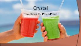  Presentation with fruit vegetable juice - Cool new slides with banner two fruit juices plastic backdrop and a light blue colored foreground