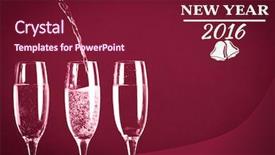  Presentation with happy new year 2022 - Slide deck enhanced with two full glasses of champagne background and a  colored foreground