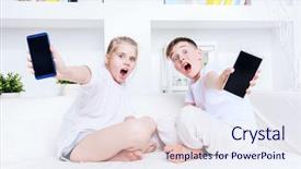  Presentation with hobby children - Audience pleasing presentation consisting of two funny children spending time backdrop and a sky blue colored foreground