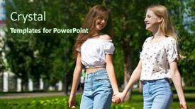  Presentation with teenagers - Amazing presentation theme having two-funny-girlfriends-teenagers backdrop and a tawny brown colored foreground