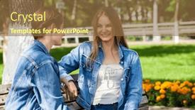  Presentation with teenagers - Presentation theme with two-funny-girlfriends-teenagers background and a tawny brown colored foreground