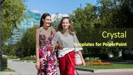  Presentation with teenagers - Slide deck enhanced with two-funny-girlfriends-teenagers background and a tawny brown colored foreground