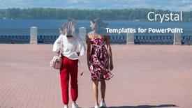  Presentation with teenagers - PPT theme consisting of two-funny-girlfriends-teenagers background and a teal colored foreground