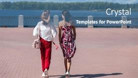  Presentation with teenagers - Presentation theme having two-funny-girlfriends-teenagers background and a teal colored foreground