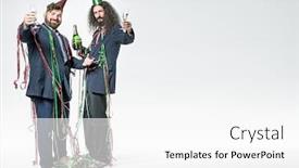  Presentation with funny - Audience pleasing slides consisting of two funny guys celebrating success backdrop and a white colored foreground