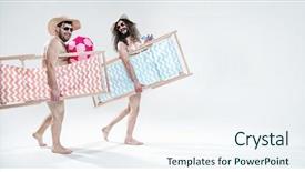  Presentation with vacation - Colorful presentation theme enhanced with two funny guys on vacation backdrop and a sky blue colored foreground