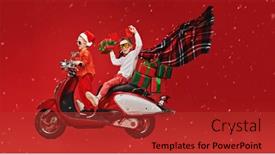  Presentation with christmas kids - Theme with two-funny-joyful-kids-ride background and a red colored foreground