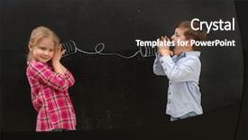  Presentation with self - Audience pleasing theme consisting of two funny shoolchildren talking backdrop and a dark gray colored foreground