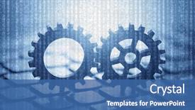  Presentation with gear - Beautiful slides featuring two gears on computer keyboard backdrop and a ocean colored foreground