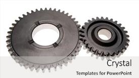  Presentation with gears - Slide deck featuring two gears together on white background and a light gray colored foreground