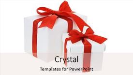  Presentation with red bow - Presentation theme featuring two gift boxes with red bow ribbons on white background background and a lemonade colored foreground