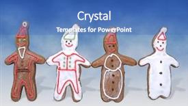  Presentation with snowman - Slide set with two gingerbread snowman and two santa clause shape figures with color icing shot on blue background background and a teal colored foreground