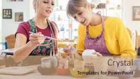  Presentation with ceramics - Colorful slide deck enhanced with two-girl-friends-painting backdrop and a coral colored foreground