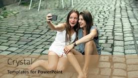  Presentation with pavement - Amazing PPT layouts having two-girl-friends-take backdrop and a coral colored foreground