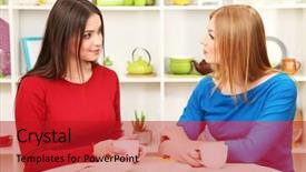  Presentation with talk - Theme featuring two-girl-friends-talk background and a crimson colored foreground