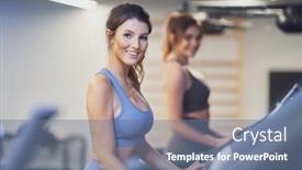  Presentation with treadmill - Presentation featuring two-girl-friends-working-out background and a ocean colored foreground
