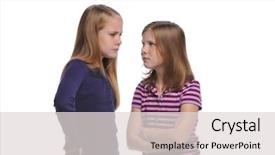  Presentation with biblical conflict - Colorful presentation theme enhanced with two girl resolving a conflict backdrop and a light gray colored foreground