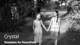  Presentation with black girls - PPT theme enhanced with two-girlfriends-ten-year-old background and a dark gray colored foreground