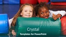  Presentation with gymnastics - Slides with two-girls-are-doing-gymnastics background and a ocean colored foreground