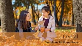  Presentation with maple leaves - Slide deck enhanced with two-girls-are-sitting background and a gold colored foreground