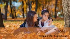  Presentation with maple leaves - Slides with two-girls-are-sitting background and a red colored foreground