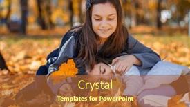  Presentation with maple leaves - Presentation design consisting of two-girls-are-sitting background and a red colored foreground