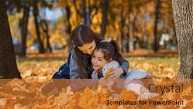  Presentation with maple leaves - Presentation theme with two-girls-are-sitting background and a gold colored foreground