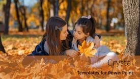  Presentation with maple leaves - Presentation design enhanced with two-girls-are-sitting background and a  colored foreground
